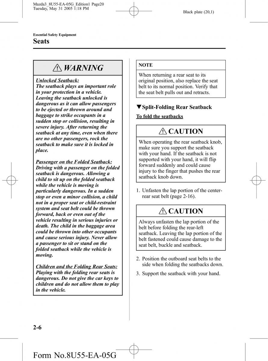 Mazda 3 I 1 owners manual / page 20