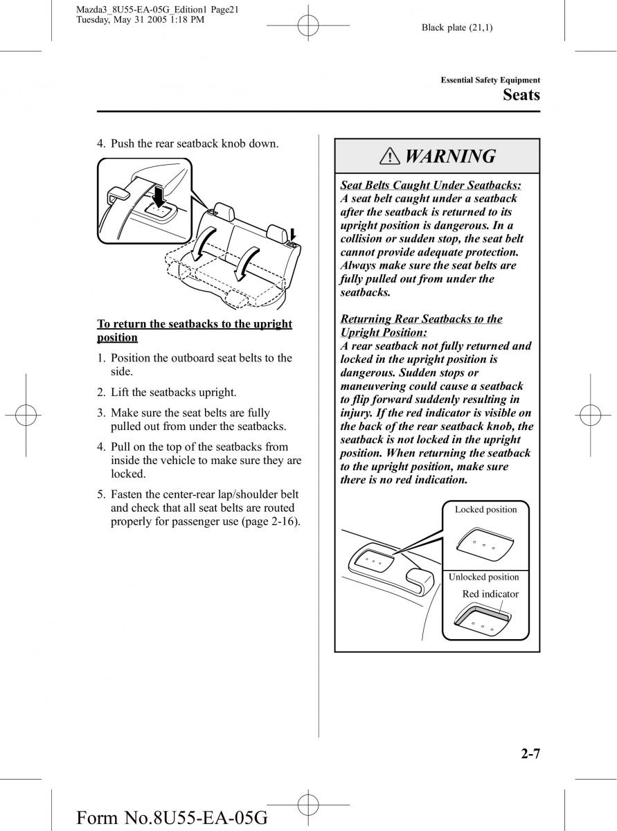 manual  Mazda 3 I 1 owners manual / page 21