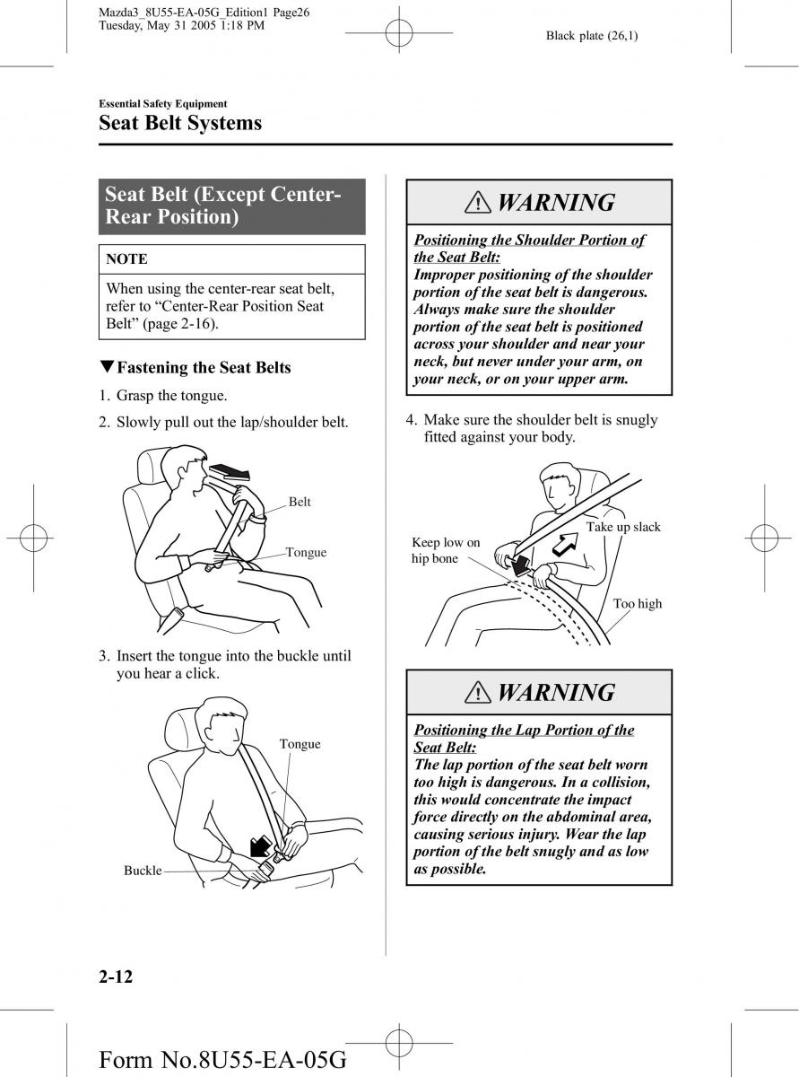 Mazda 3 I 1 owners manual / page 26