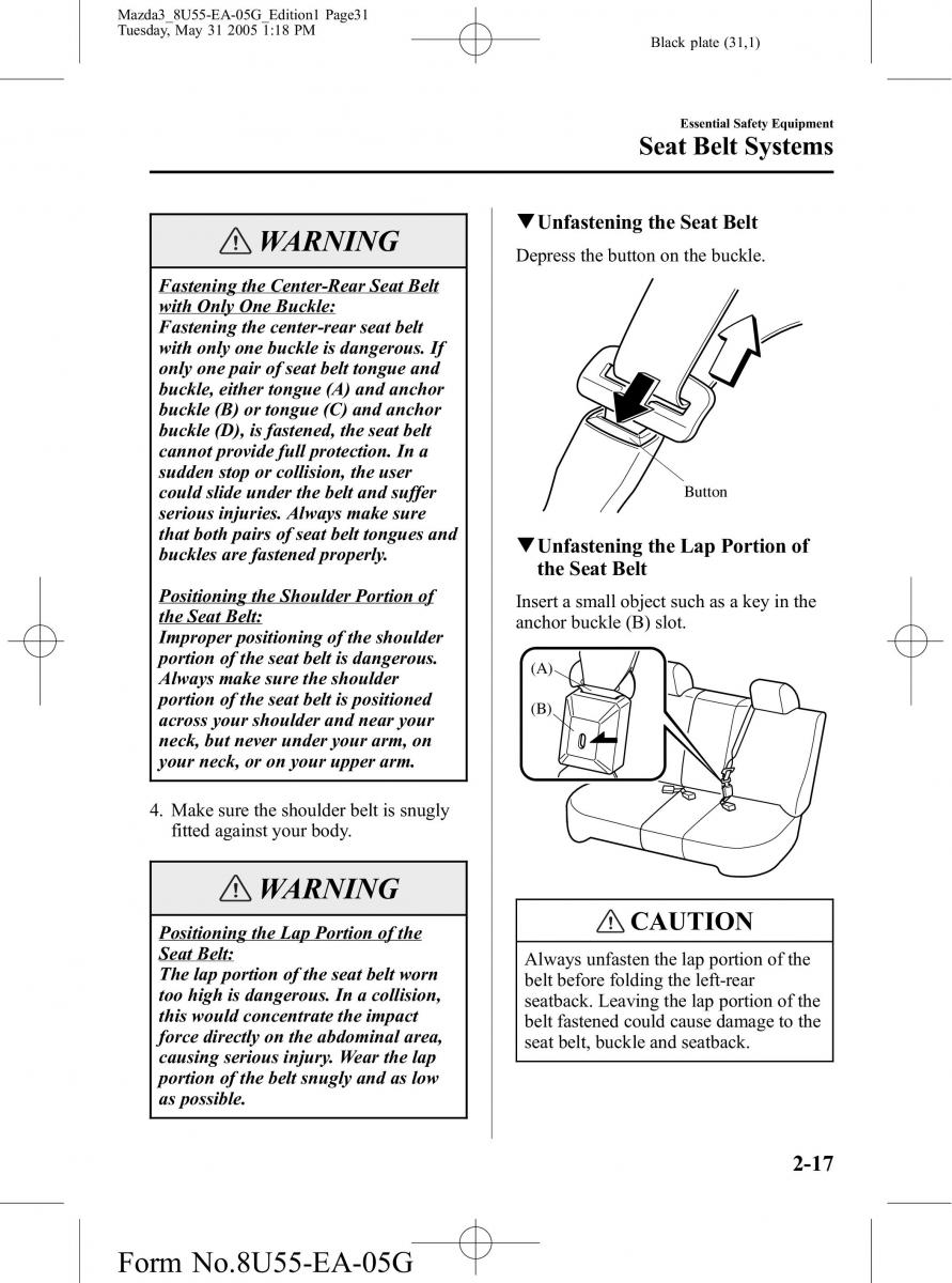 Mazda 3 I 1 owners manual / page 31