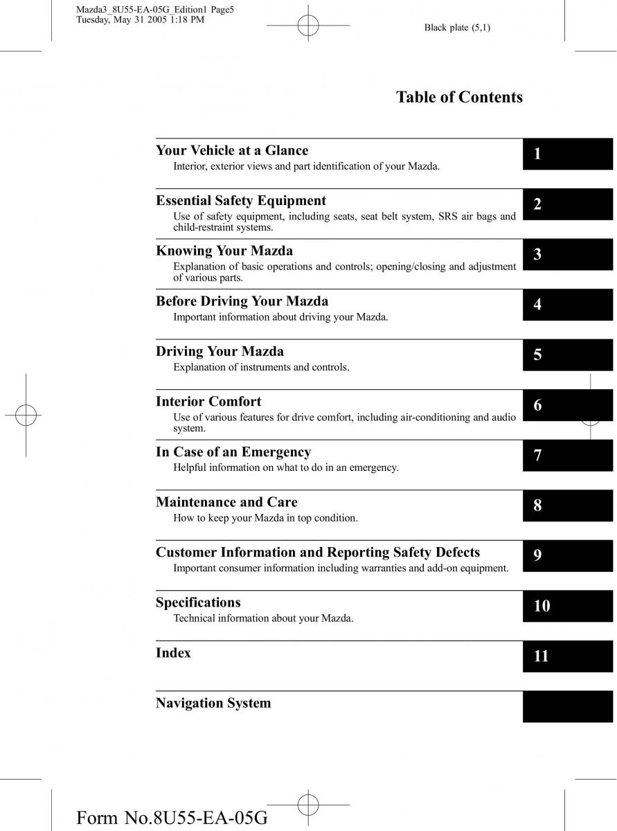 manual  Mazda 3 I 1 owners manual / page 5