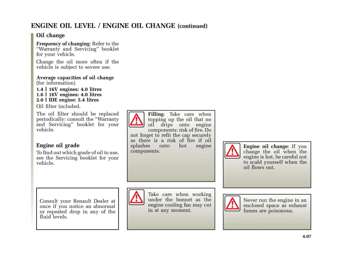 manual  Renault Megane I 1 phase II owners manual / page 124