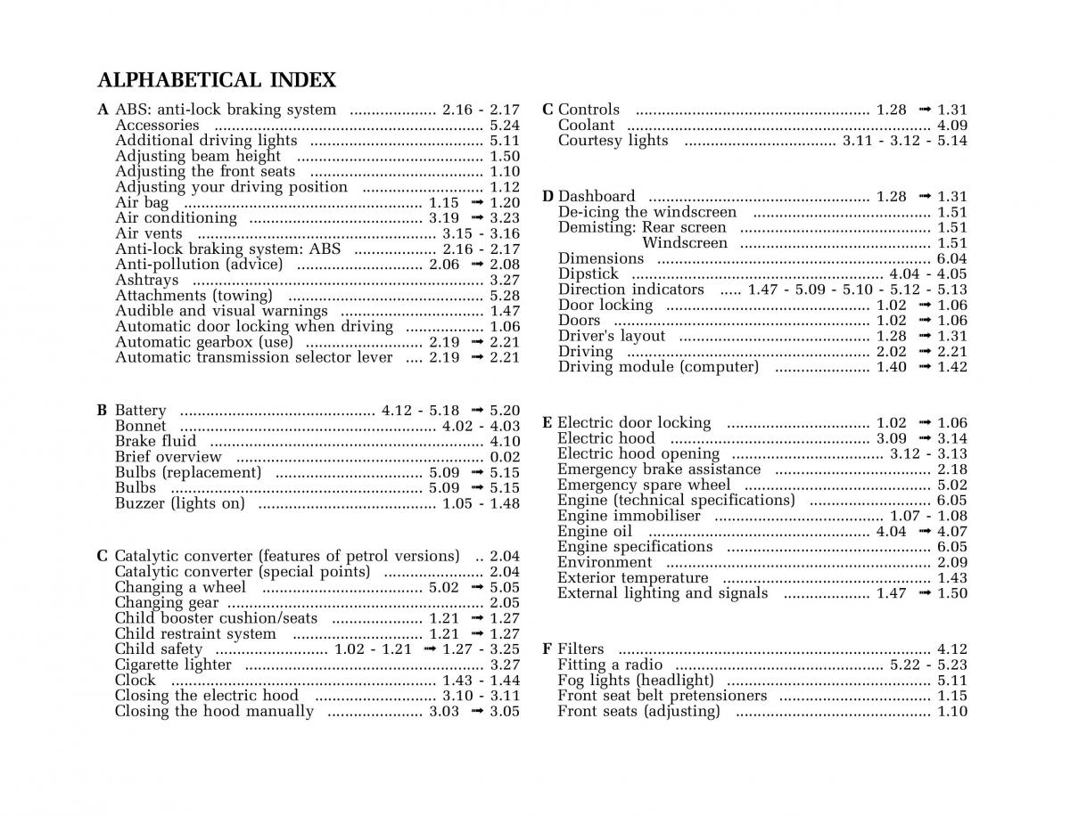 instrukcja obsługi  Renault Megane I 1 phase II owners manual / page 177