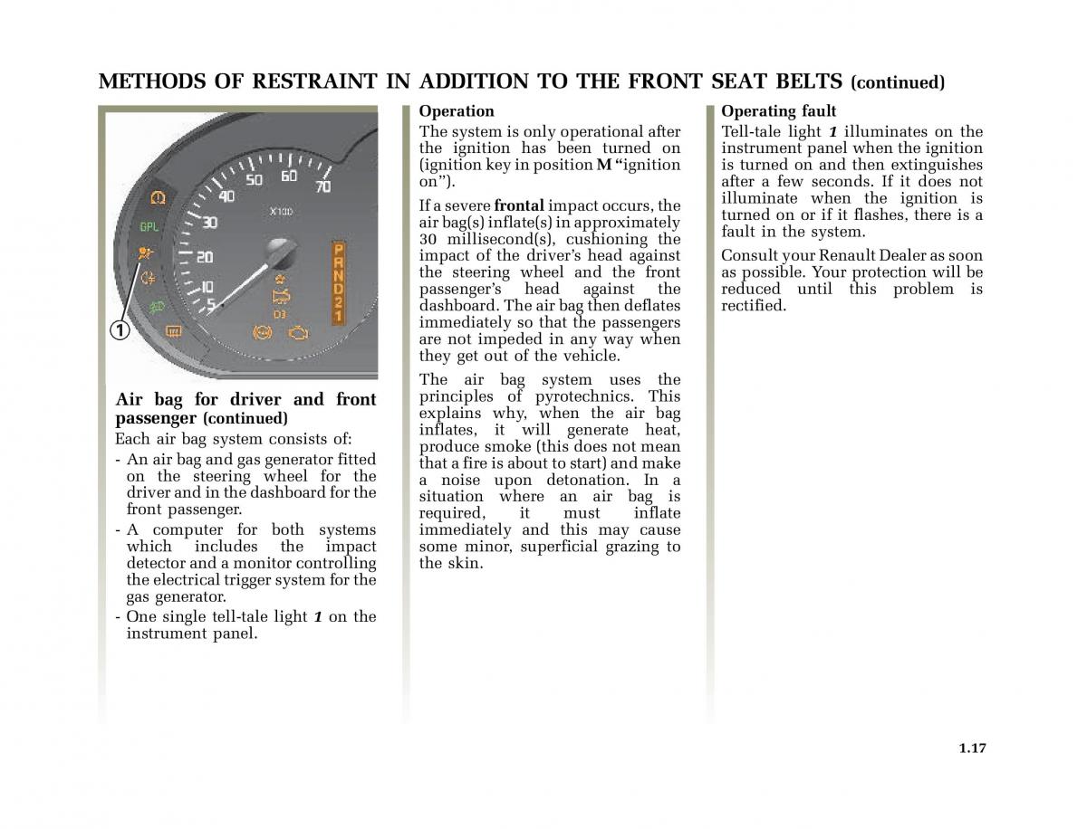 Renault Megane I 1 phase II owners manual / page 22