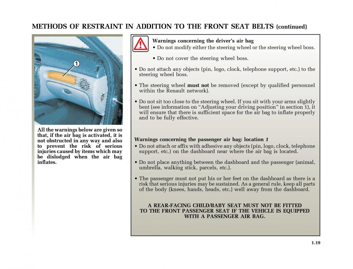 Renault Megane I 1 phase II owners manual / page 24