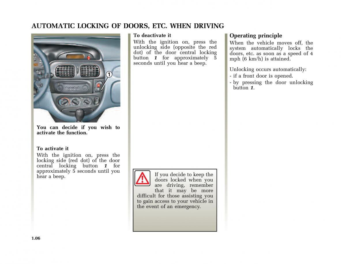 Renault Megane I 1 phase II owners manual / page 11