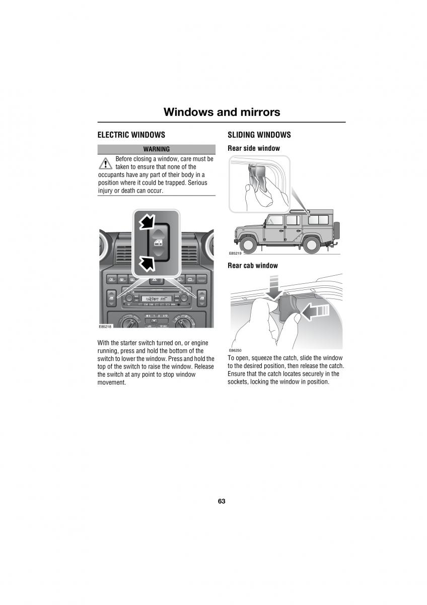 manual  Land Rover Defender III gen owners manual / page 166