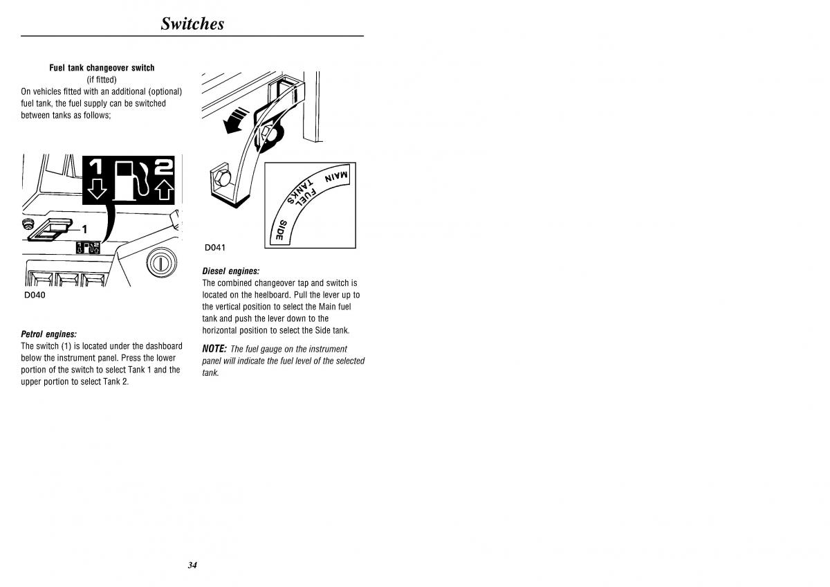 Land Rover Defender II gen owners manual / page 36