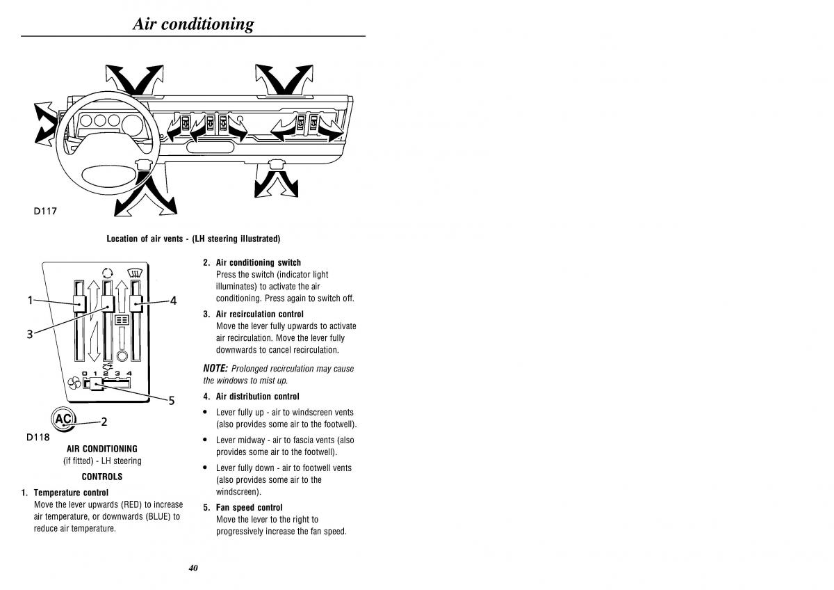 Land Rover Defender II gen owners manual / page 42