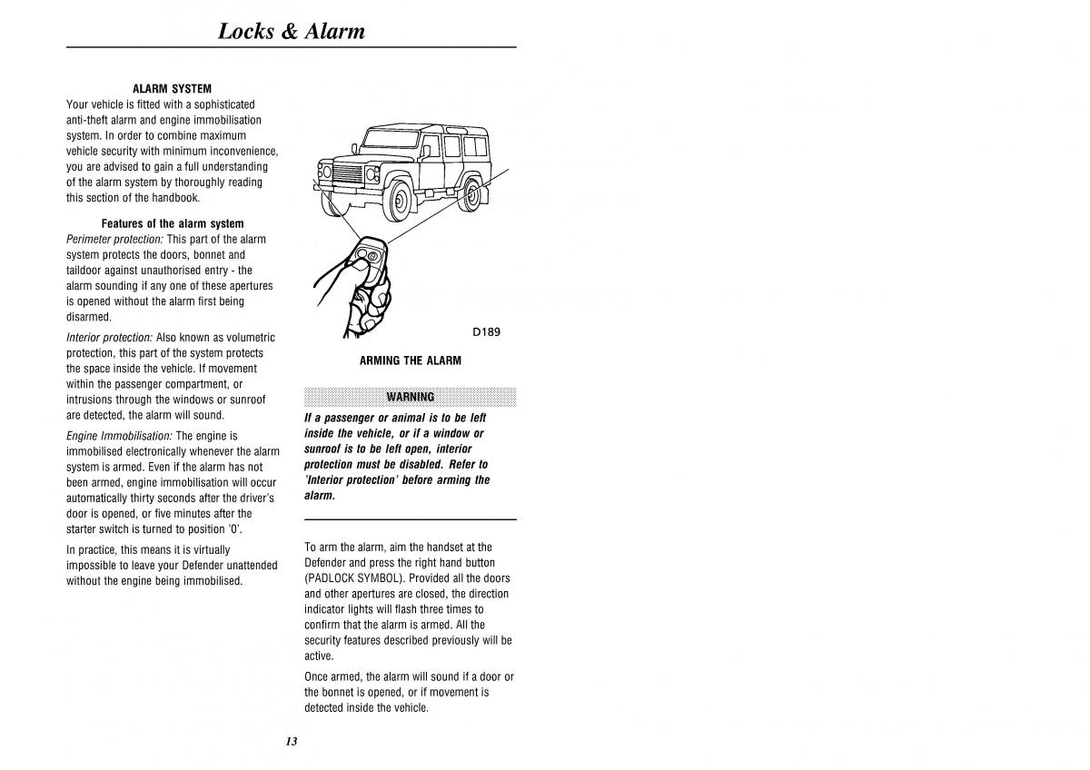 Land Rover Defender II gen owners manual / page 15