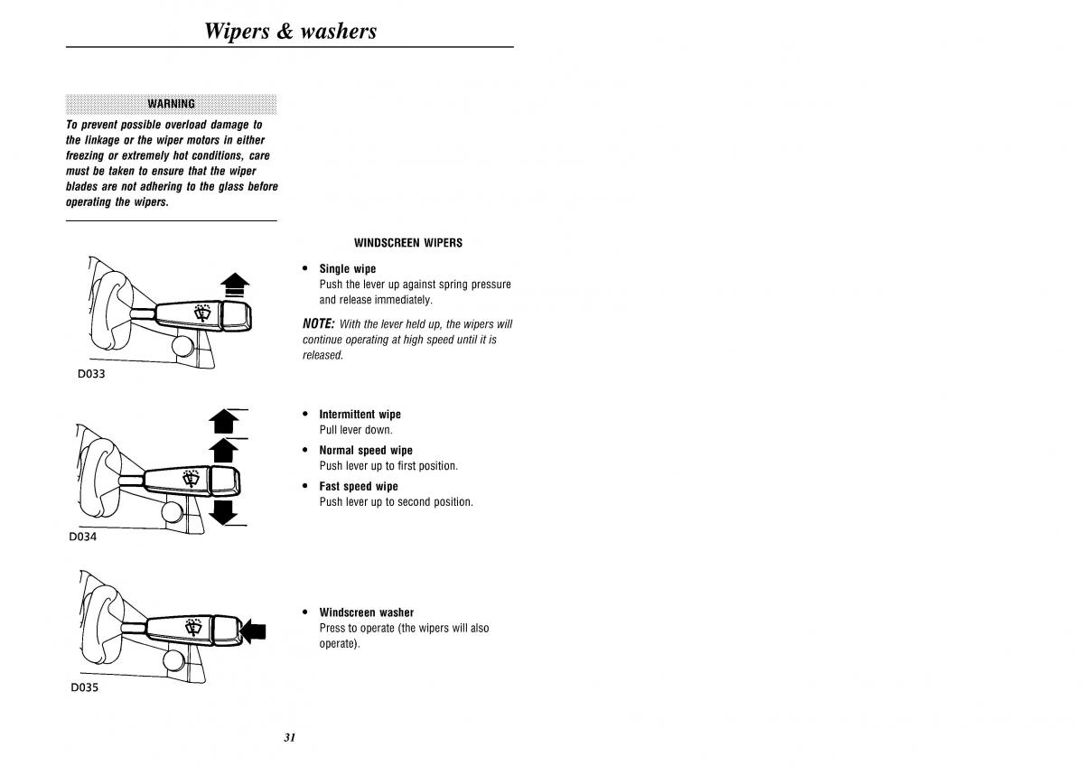 Land Rover Defender II gen owners manual / page 33