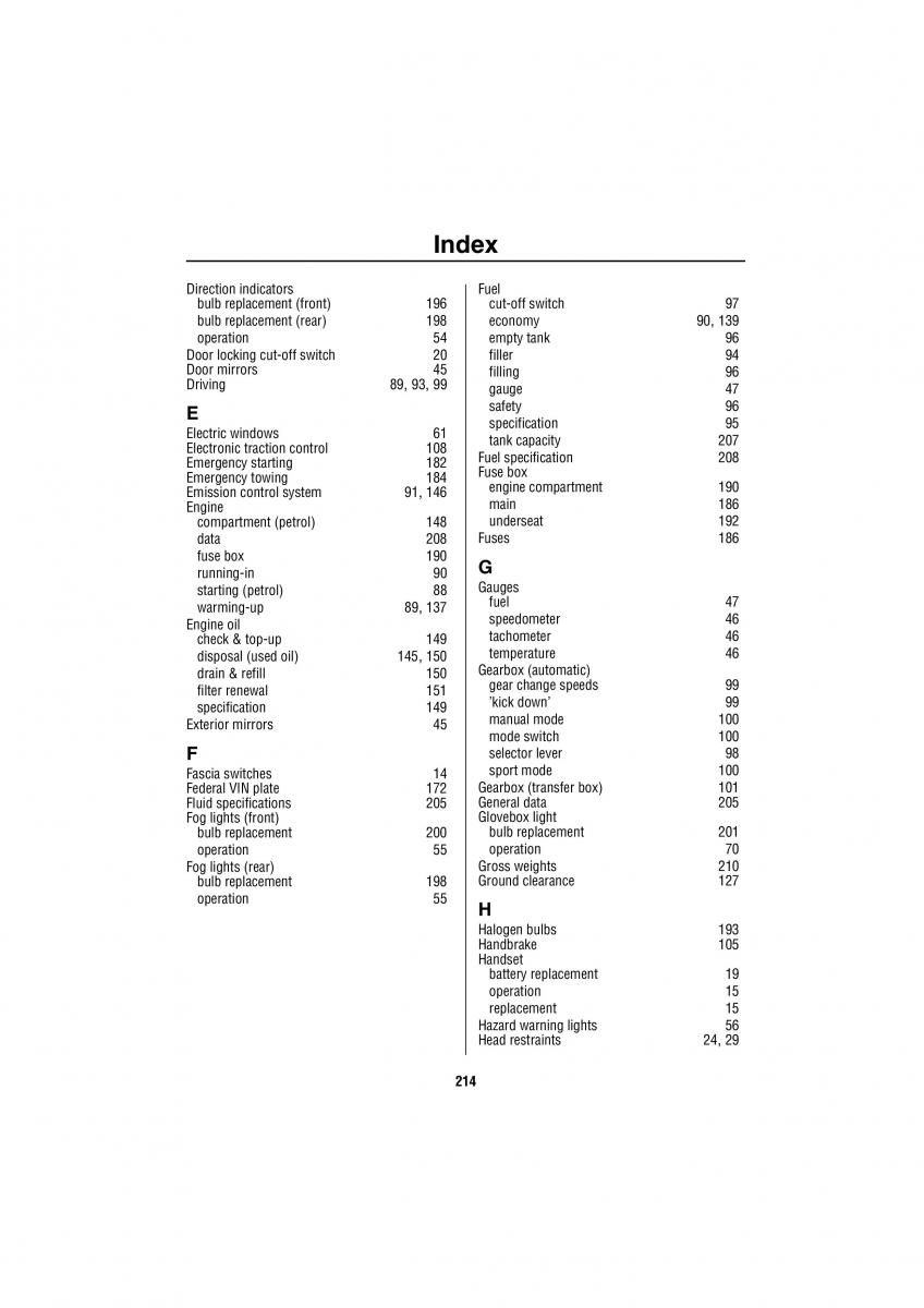 manual  Land Rover Discovery II 2 owners manual / page 207