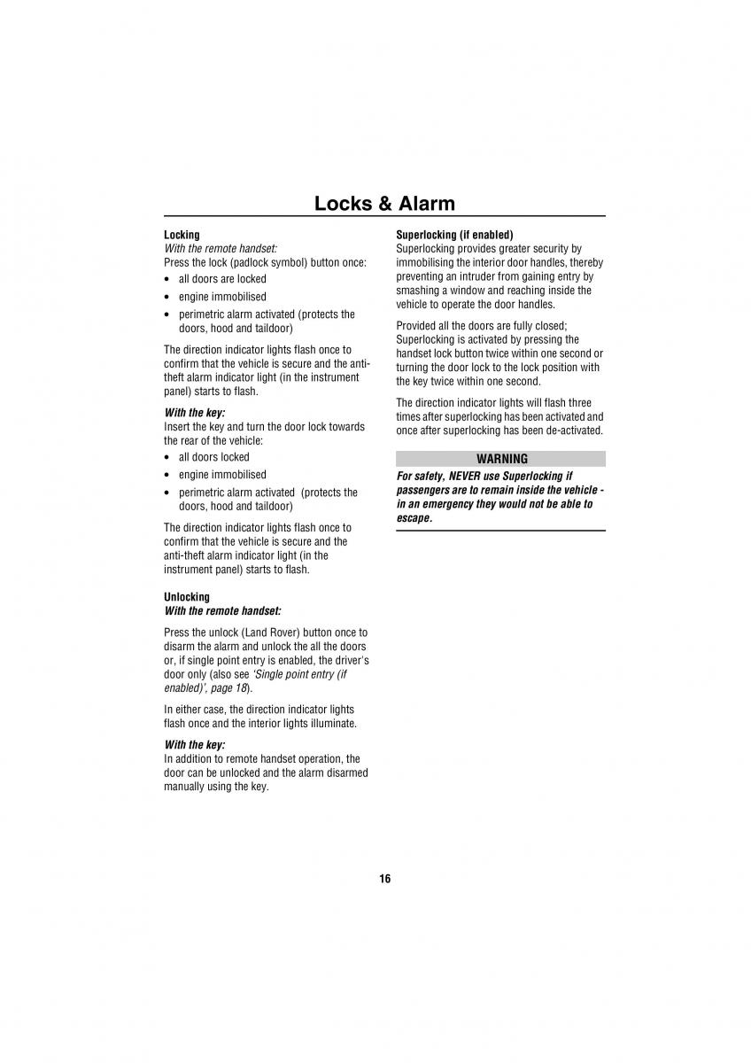 manual  Land Rover Discovery II 2 owners manual / page 9