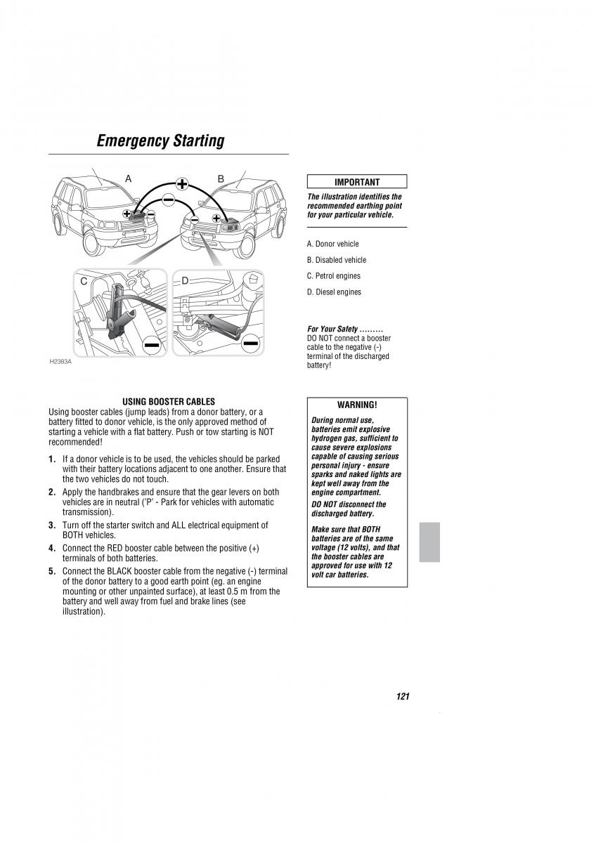 Land Rover Freelander I 1 owners manual / page 122