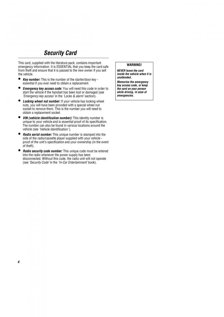 manual  Land Rover Freelander I 1 owners manual / page 5