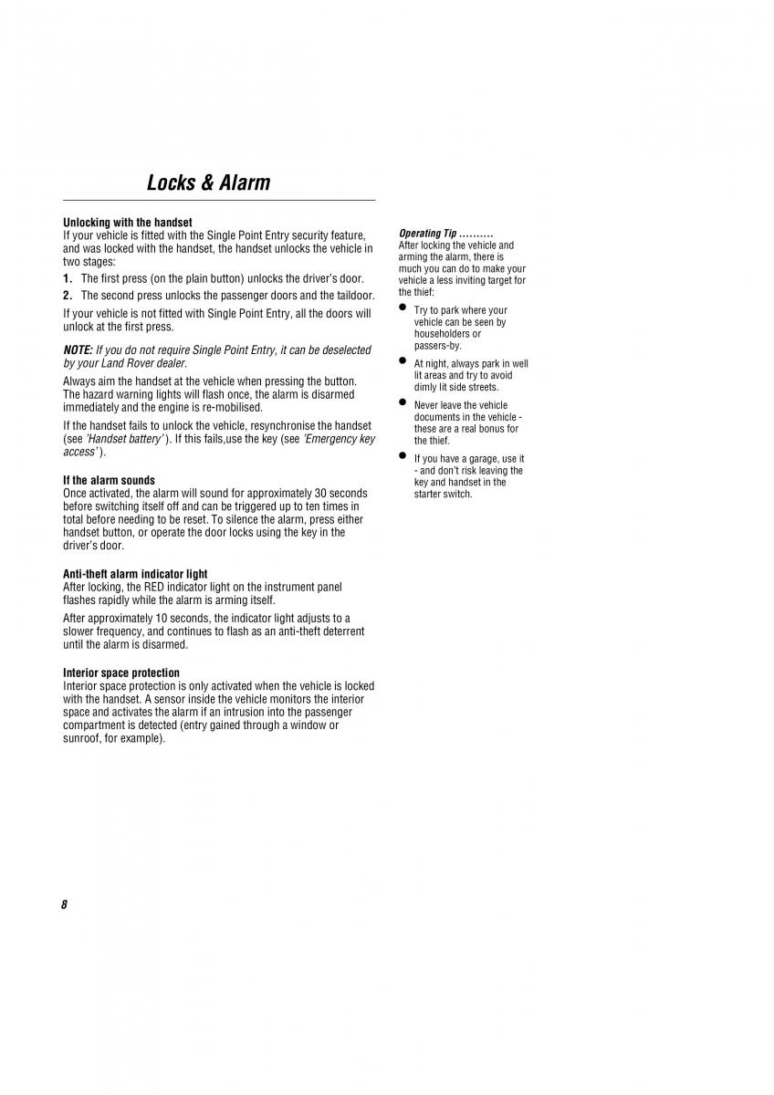 Land Rover Freelander I 1 owners manual / page 9