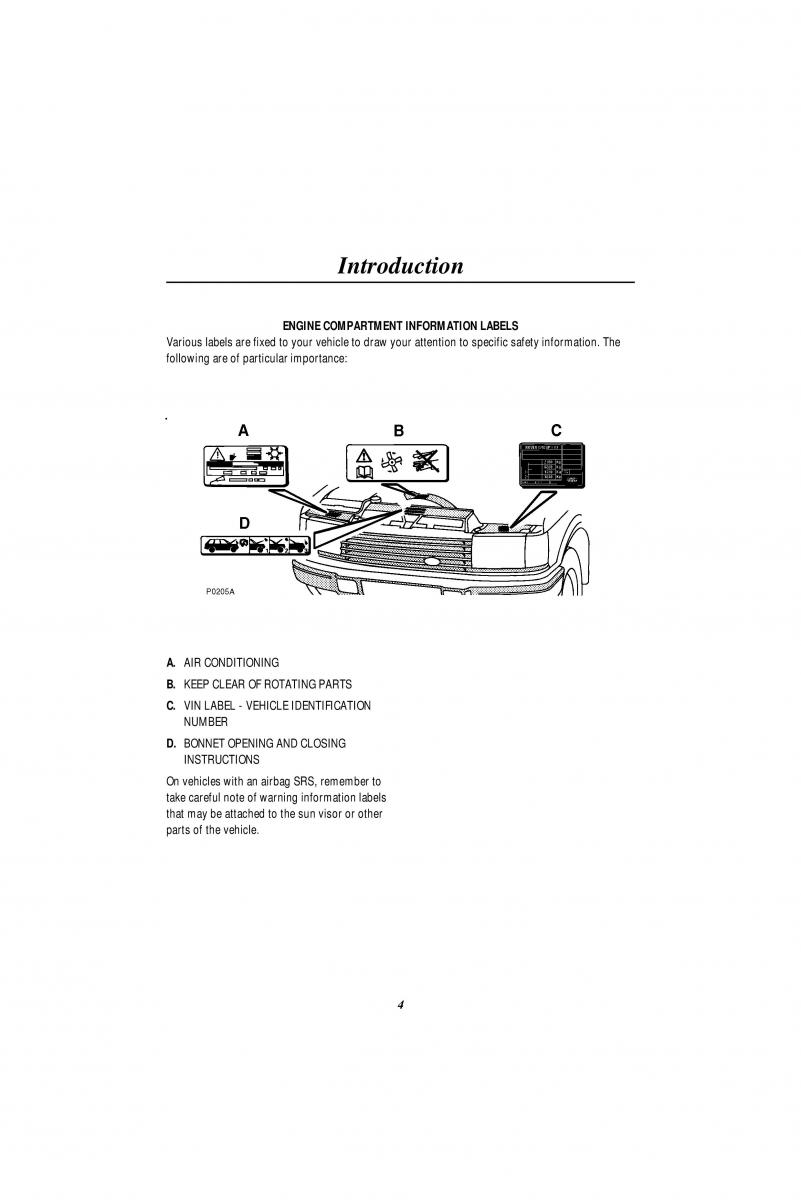 manual  Land Rover Range Rover II 2 P38A owners manual / page 6