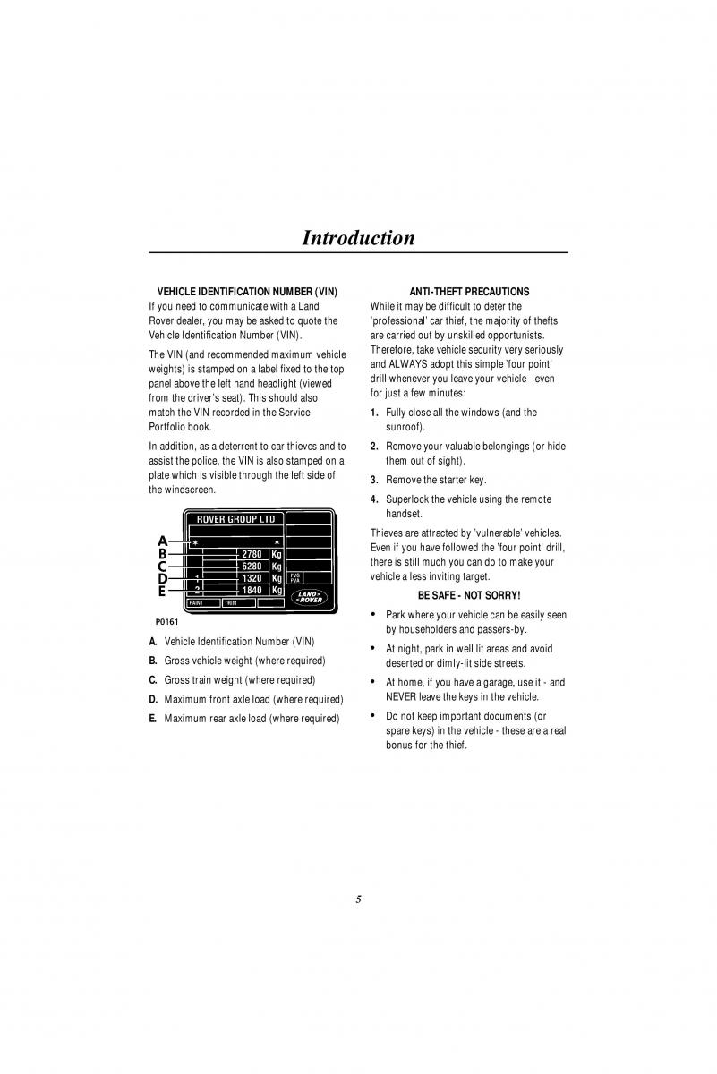 manual  Land Rover Range Rover II 2 P38A owners manual / page 7