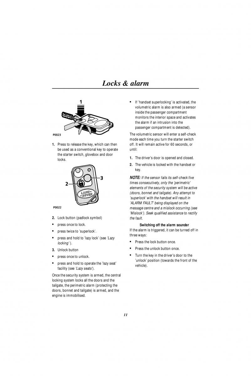 manual  Land Rover Range Rover II 2 P38A owners manual / page 13