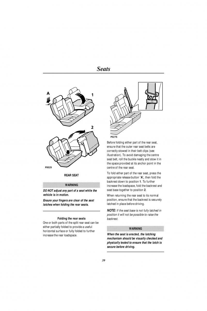 Land Rover Range Rover II 2 P38A owners manual / page 41