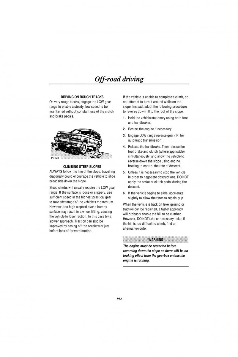 Land Rover Range Rover II 2 P38A owners manual / page 194