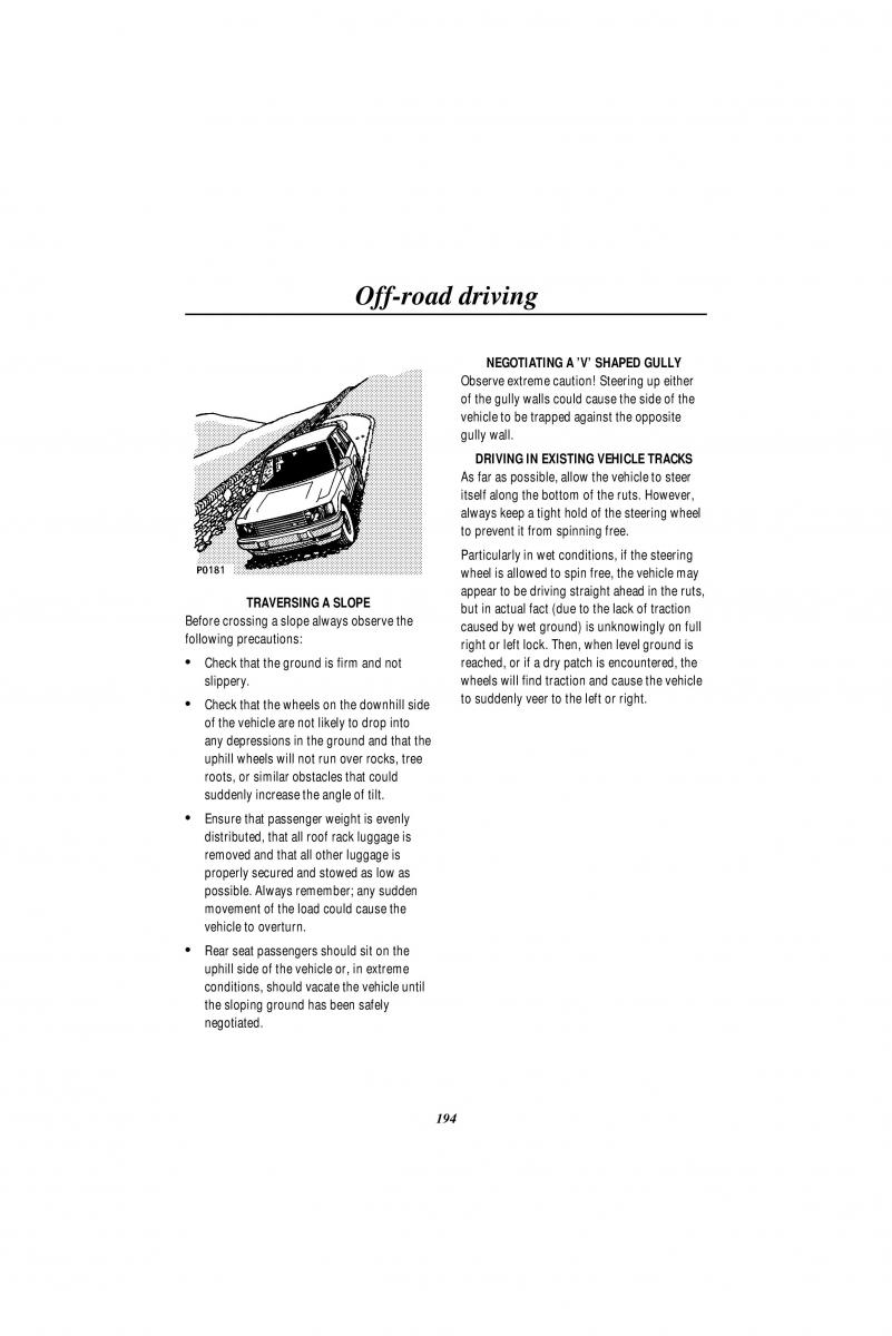 Land Rover Range Rover II 2 P38A owners manual / page 196