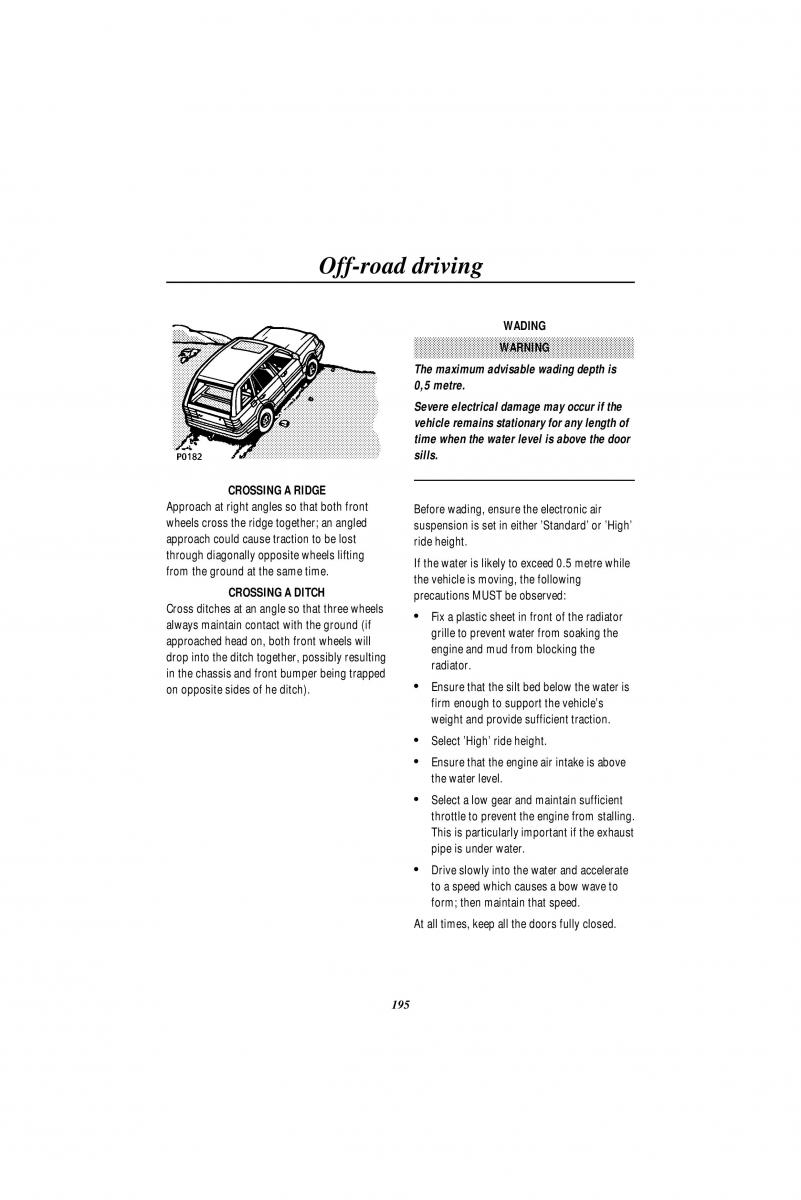 Land Rover Range Rover II 2 P38A owners manual / page 197