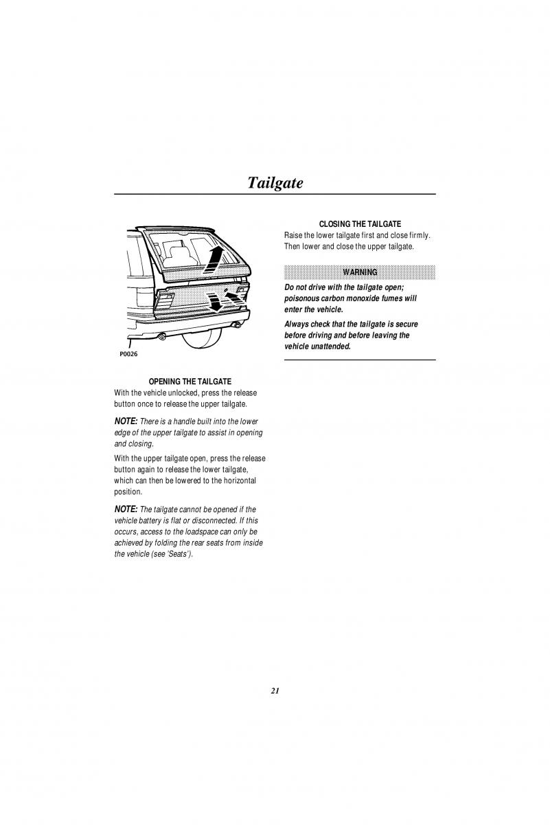 Land Rover Range Rover II 2 P38A owners manual / page 23