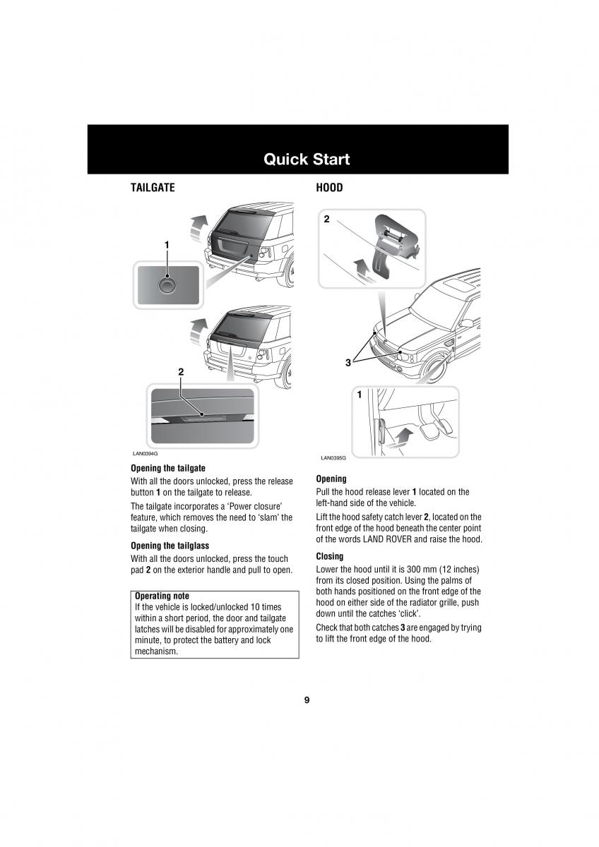 manual  Land Rover Range Rover III 3 L322 owners manual / page 9