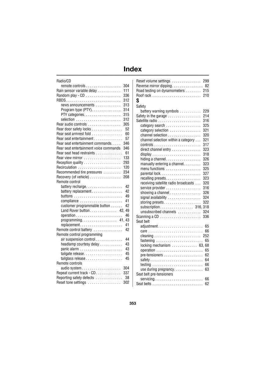 Land Rover Range Rover III 3 L322 owners manual / page 353