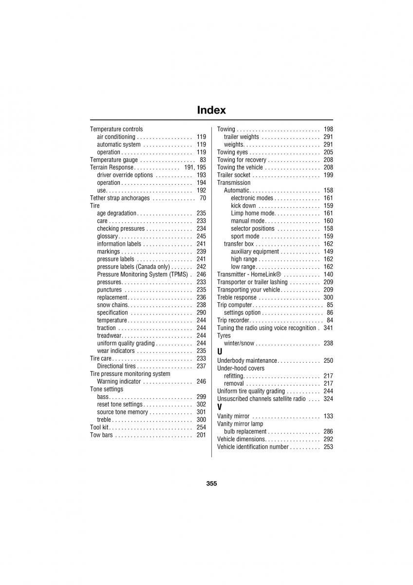 manual  Land Rover Range Rover III 3 L322 owners manual / page 355