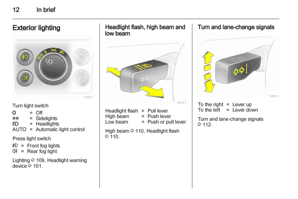 Opel Zafira B owners manual / page 12