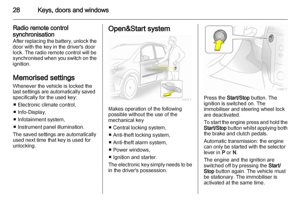 Opel Zafira B owners manual / page 28