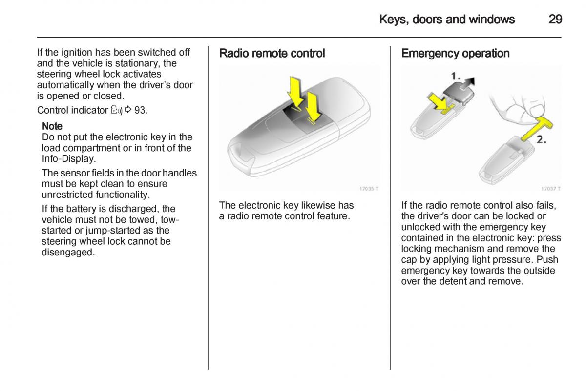 Opel Zafira B owners manual / page 29