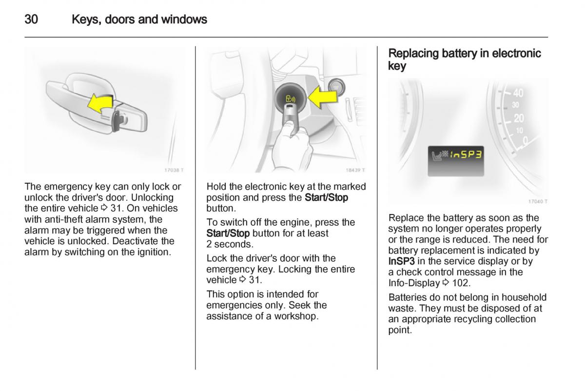 Opel Zafira B owners manual / page 30