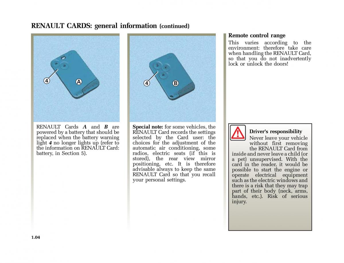 manual  Renault Vel Satis owners manual / page 13