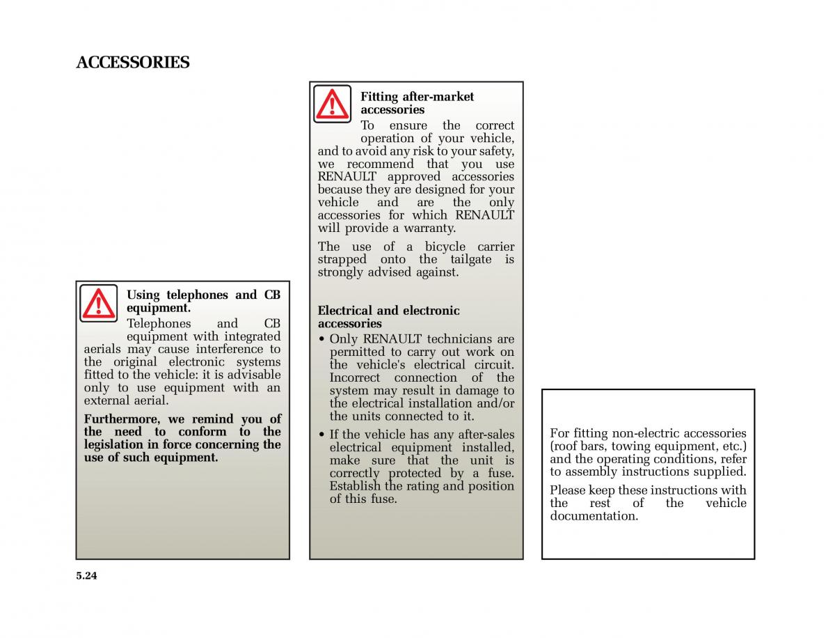 Renault Vel Satis owners manual / page 207