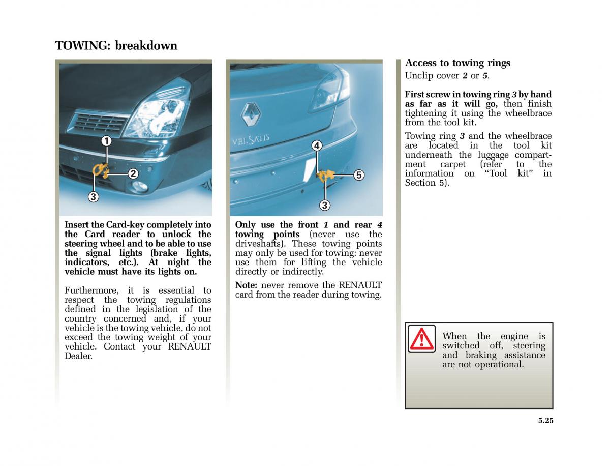Renault Vel Satis owners manual / page 208