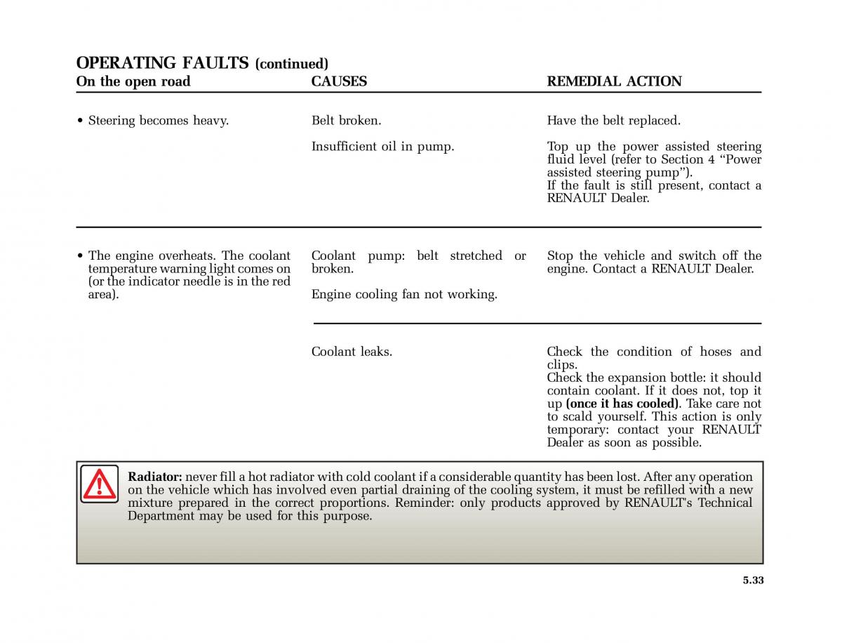 Renault Vel Satis owners manual / page 216