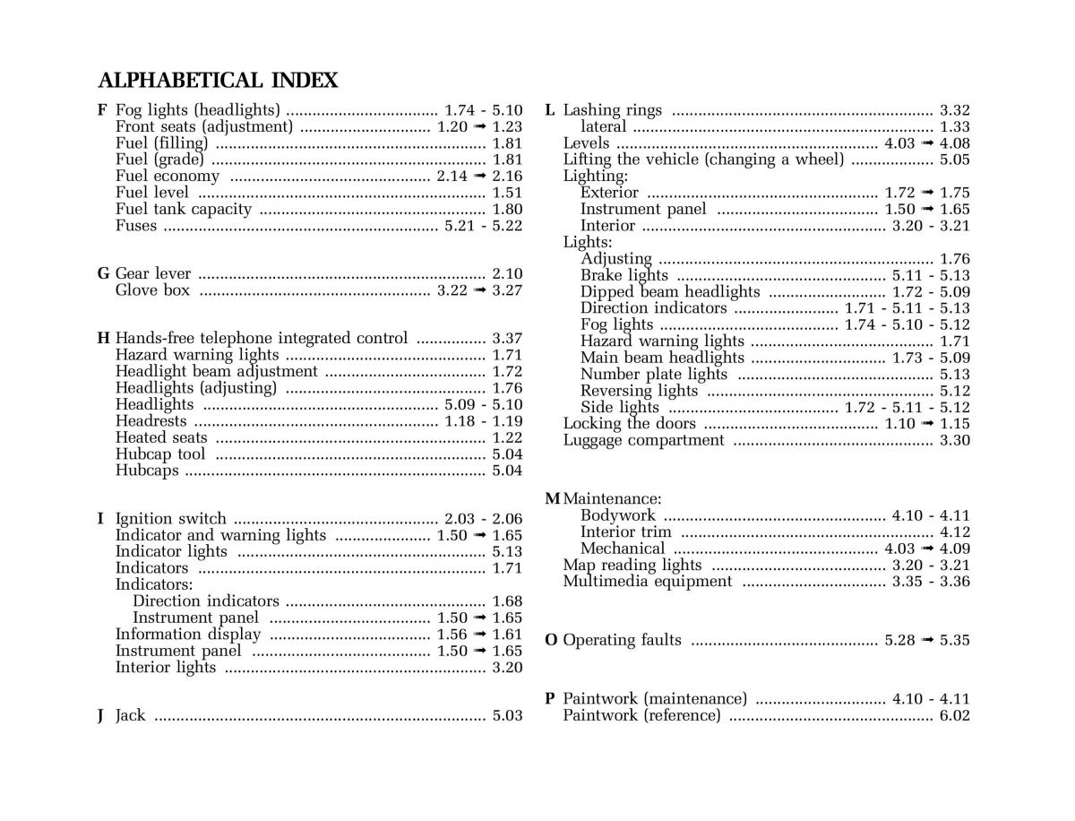 manual  Renault Vel Satis owners manual / page 229