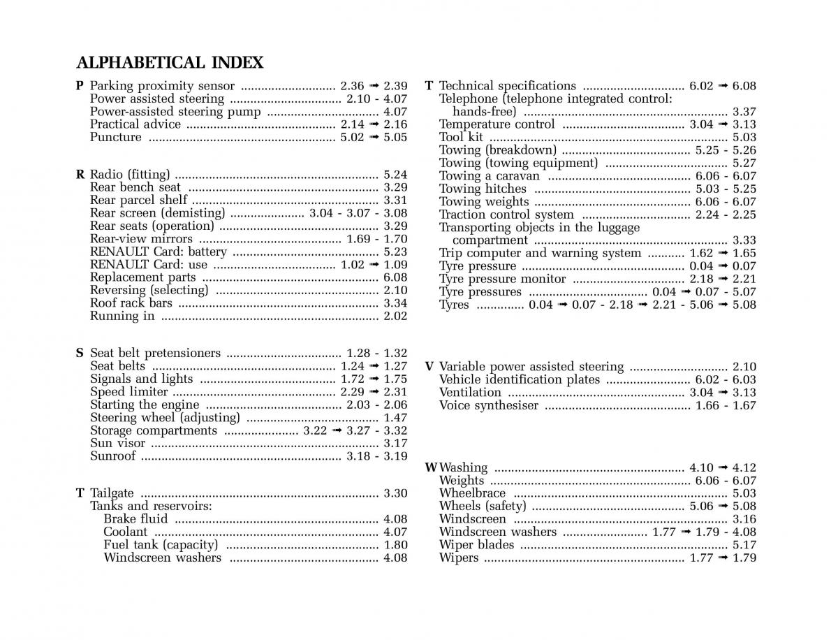 manual  Renault Vel Satis owners manual / page 230