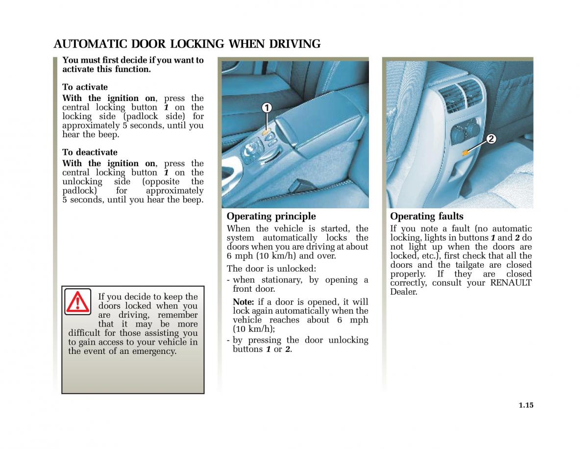 Renault Vel Satis owners manual / page 24