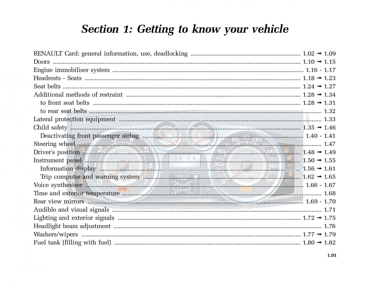 Renault Vel Satis owners manual / page 10