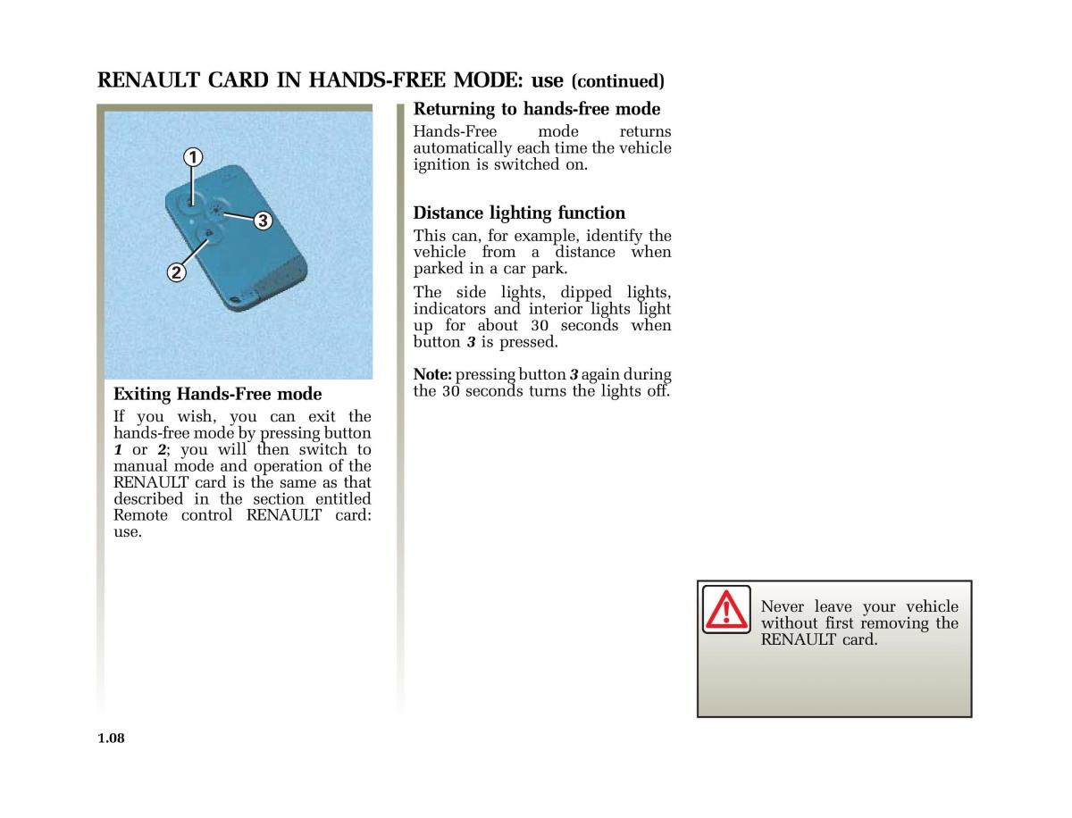 Renault Vel Satis owners manual / page 17