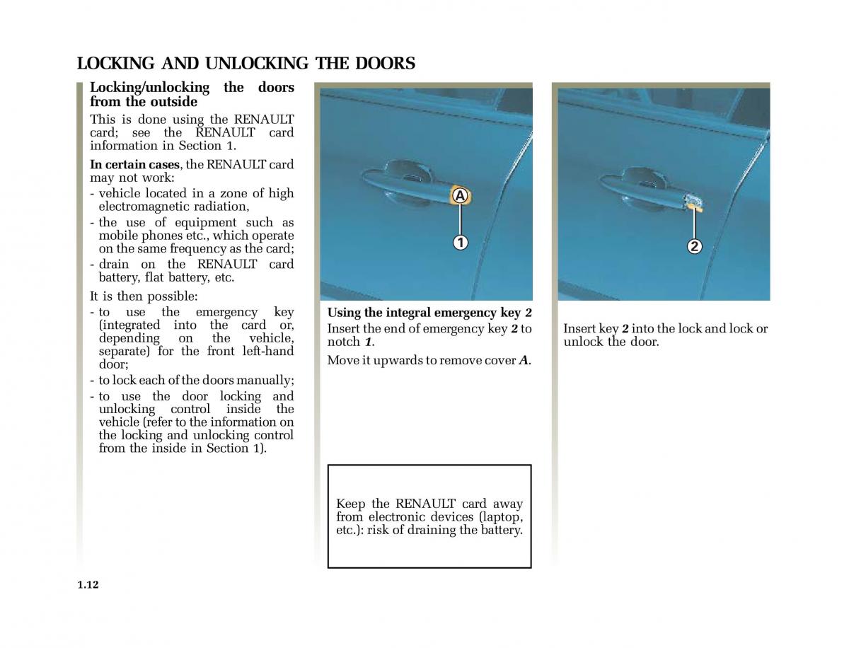 Renault Vel Satis owners manual / page 21