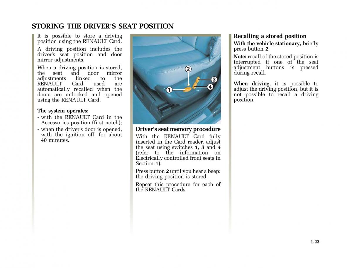 Renault Vel Satis owners manual / page 32