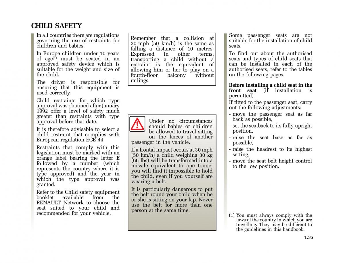 Renault Vel Satis owners manual / page 44
