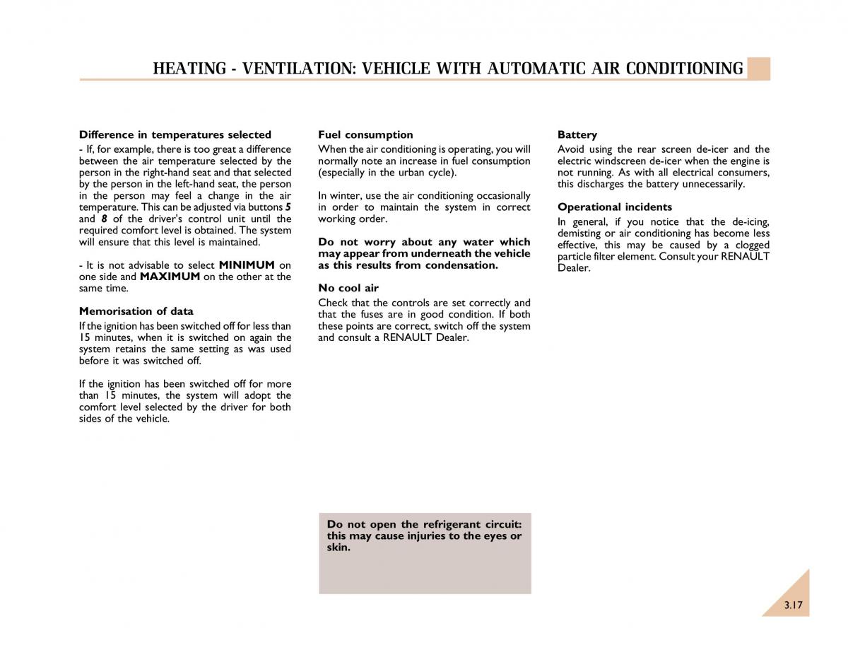 Renault Espace III 3 owners manual / page 84