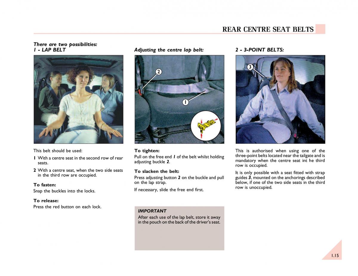 Renault Espace III 3 owners manual / page 20