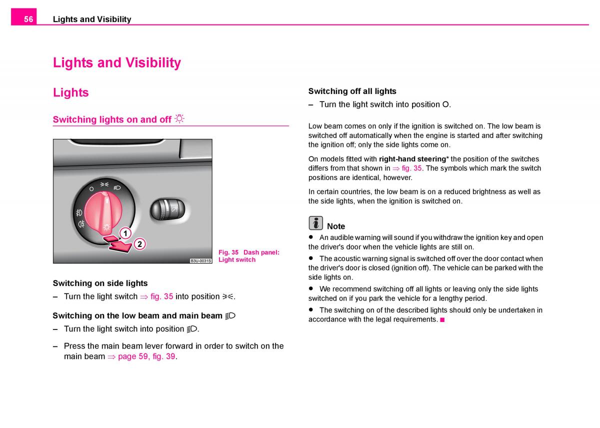 Skoda Superb I 1 owners manual / page 57